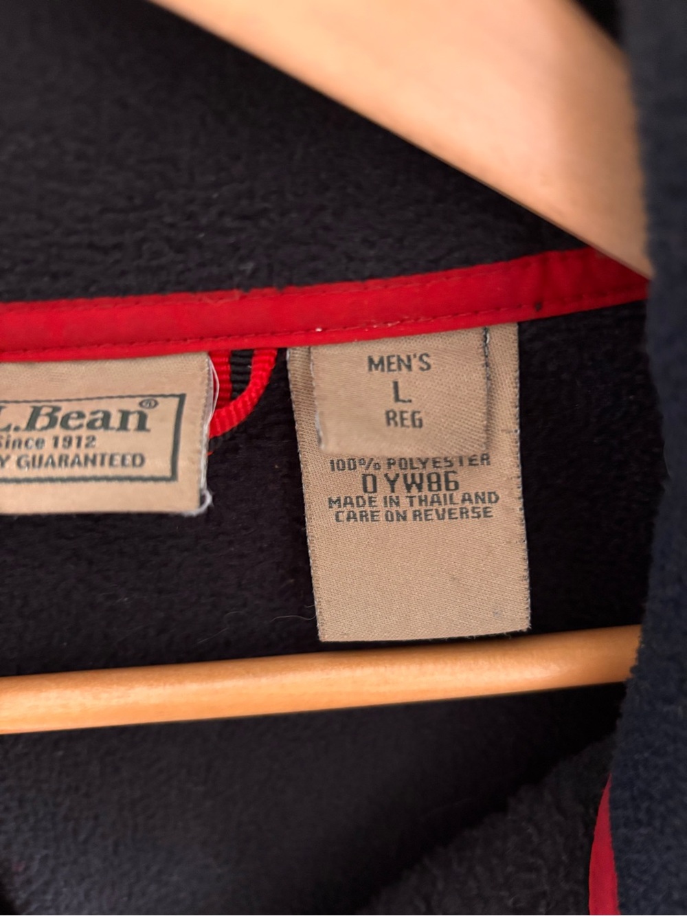 L.L. Bean Classic Full-Zip Fleece Jacket – Navy with Red Accent Trim